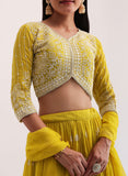 Outstanding Ocher yellow Designer lehenga withsequin thread work