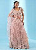 Baby Pink Georgette Lehenga choli with elegant zari and sequin thread embroidery work.