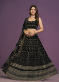 Amazing Black Designer Georgette Lehenga with sequin and thread embroidery work