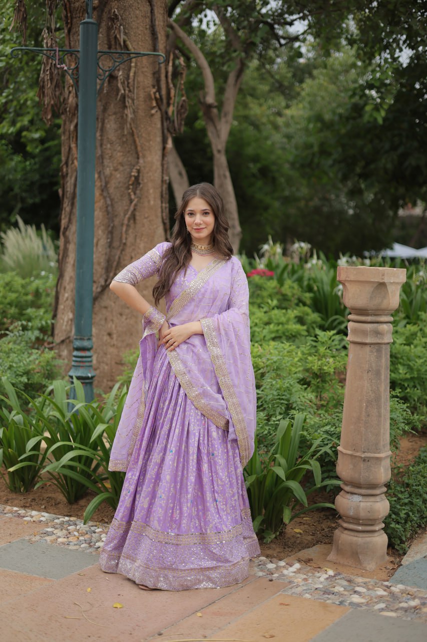 Beautiful Lavender pure viscose lehenga with sequin work