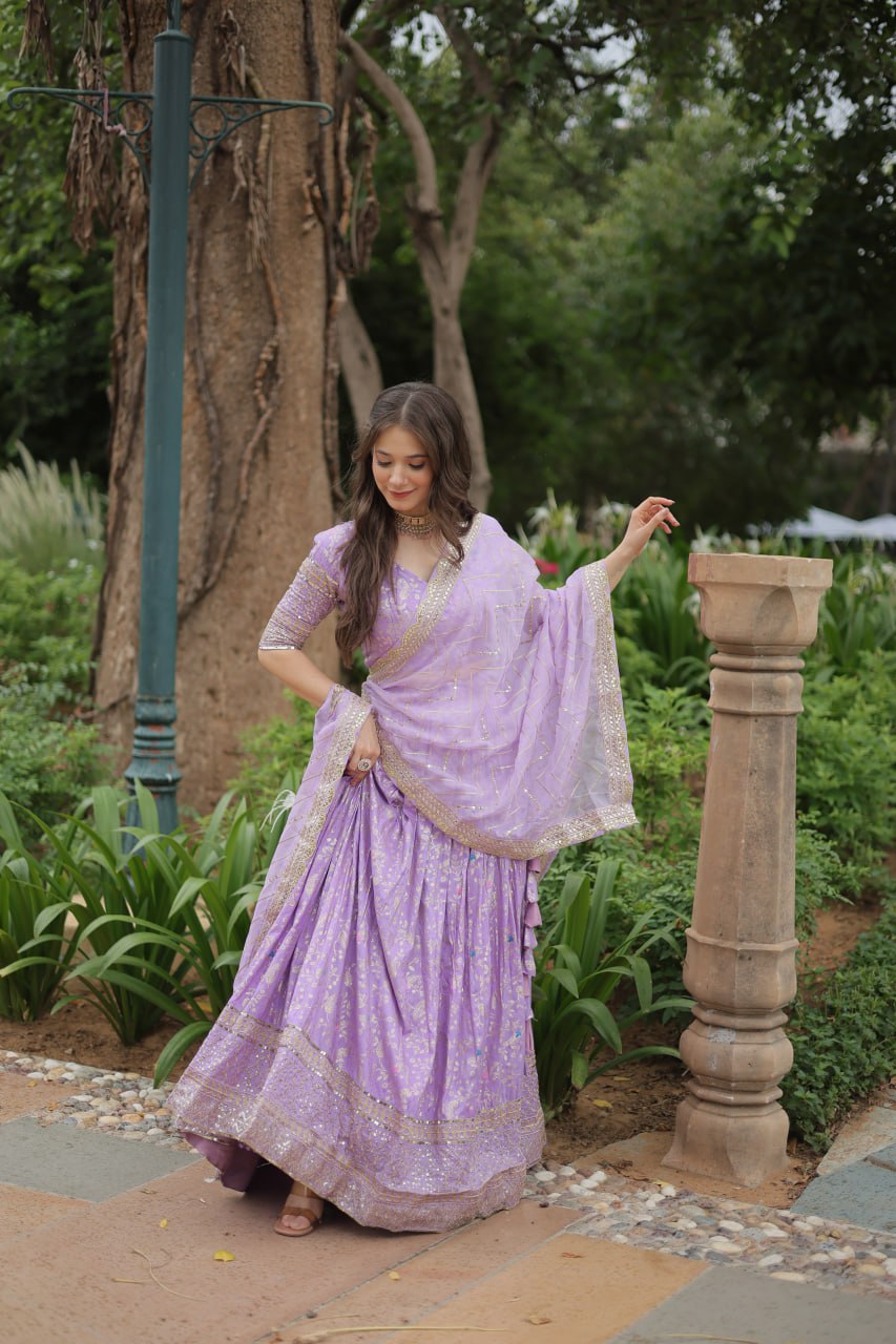 Beautiful Lavender pure viscose lehenga with sequin work