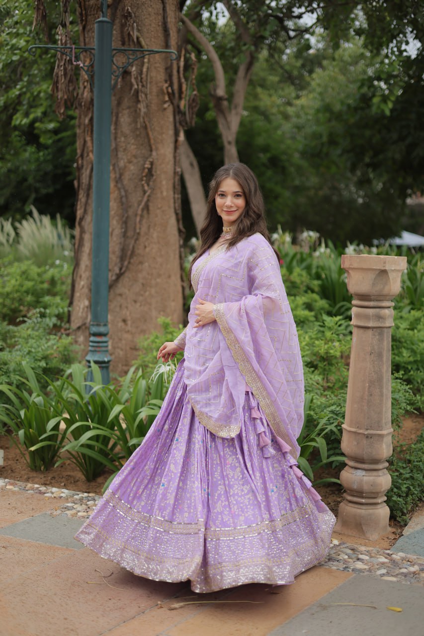 Beautiful Lavender pure viscose lehenga with sequin work