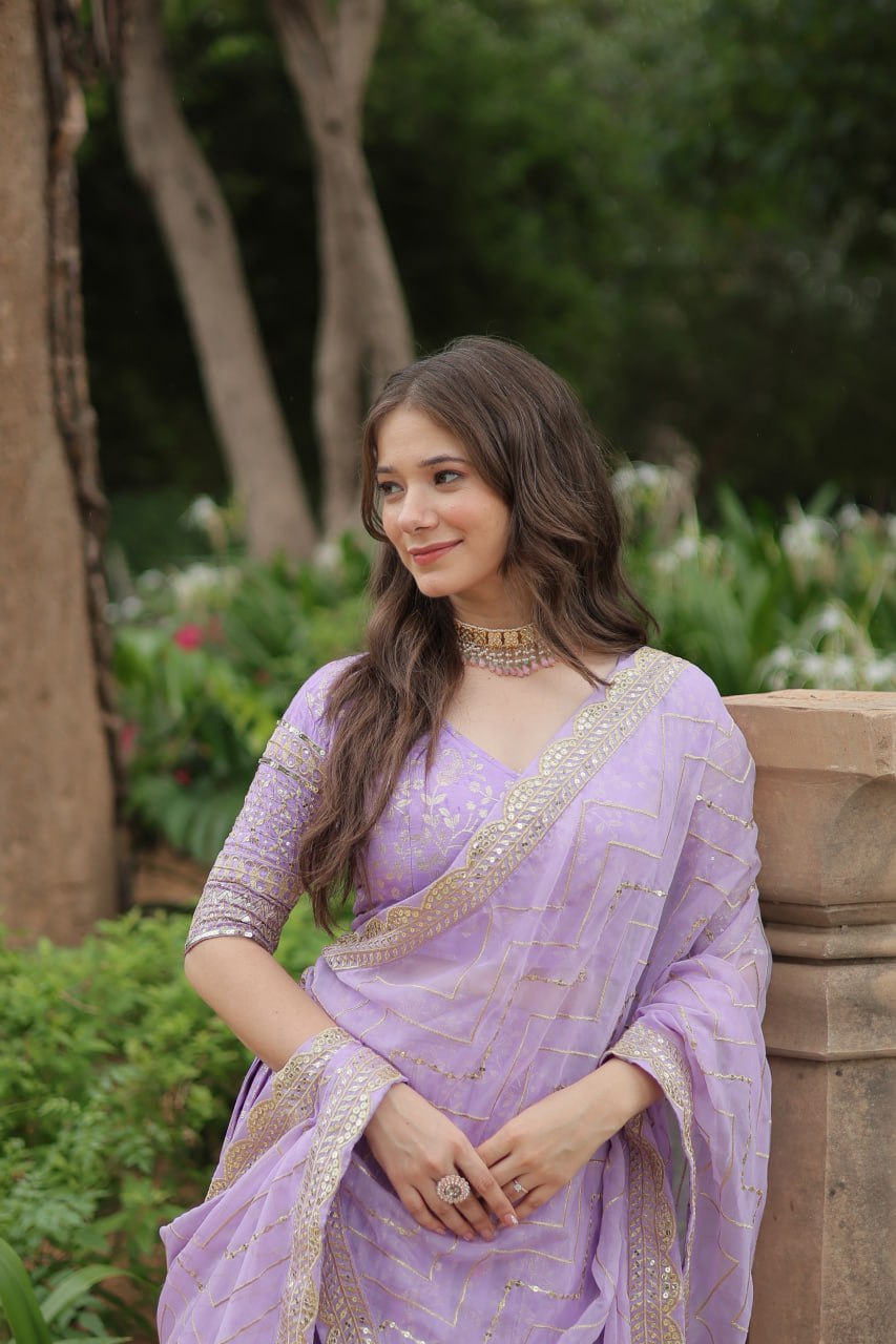 Beautiful Lavender pure viscose lehenga with sequin work