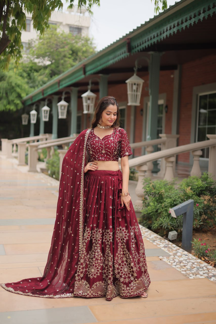 Amazing Rangoli silk lehnga choli crafted with sequin embroidery