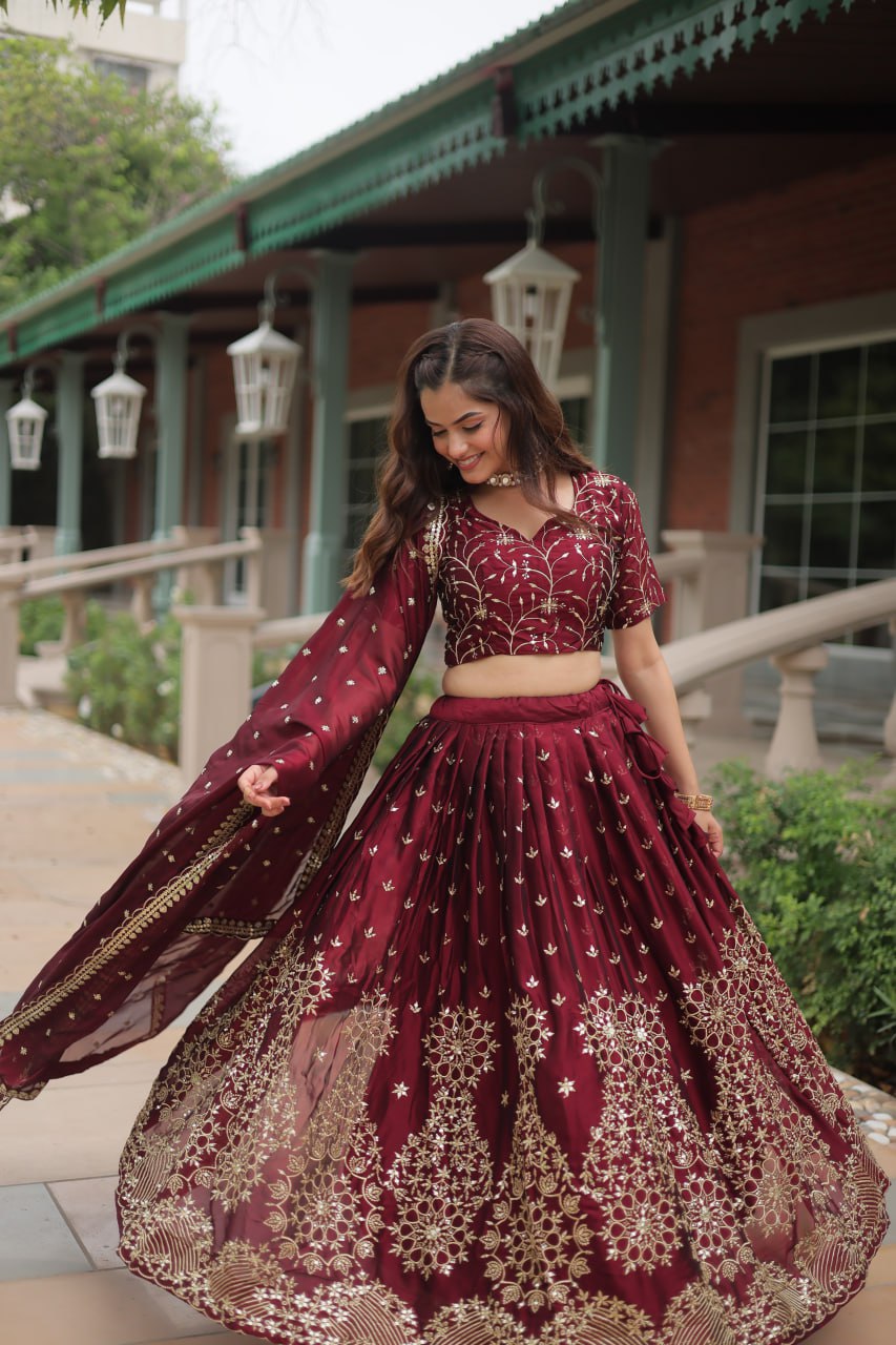 Amazing Rangoli silk lehnga choli crafted with sequin embroidery