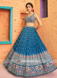 Trendy Georgette Peacock colored sequin zari embroidery lehenga choli