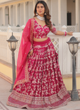 Fascinating Viscose Jacquard Sequence Work Pink Lehenga Choli