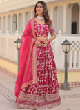 Fascinating Viscose Jacquard Sequence Work Pink Lehenga Choli