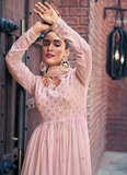 Alluring Sequence Work Georgette Baby Pink Salwar Suit