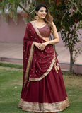 Charming Georgette Marron Sequence Work Lehenga Choli
