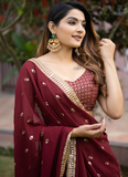 Charming Georgette Marron Sequence Work Lehenga Choli