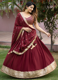 Charming Georgette Marron Sequence Work Lehenga Choli