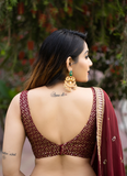 Charming Georgette Marron Sequence Work Lehenga Choli