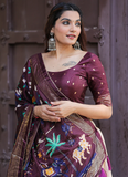 Amazing Wine Dola Silk Patola Printed Lehenga Choli Set