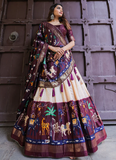 Amazing Wine Dola Silk Patola Printed Lehenga Choli Set