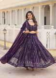 Amazing Wine Sequence Work Georgette Lehenga Choli For Wedding