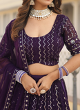 Amazing Wine Sequence Work Georgette Lehenga Choli For Wedding