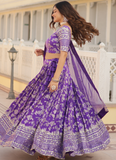 Designer Embroidered Work Jacquard Lavender Lehenga Choli