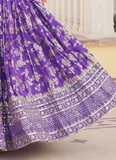 Designer Embroidered Work Jacquard Lavender Lehenga Choli
