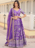 Designer Embroidered Work Jacquard Lavender Lehenga Choli