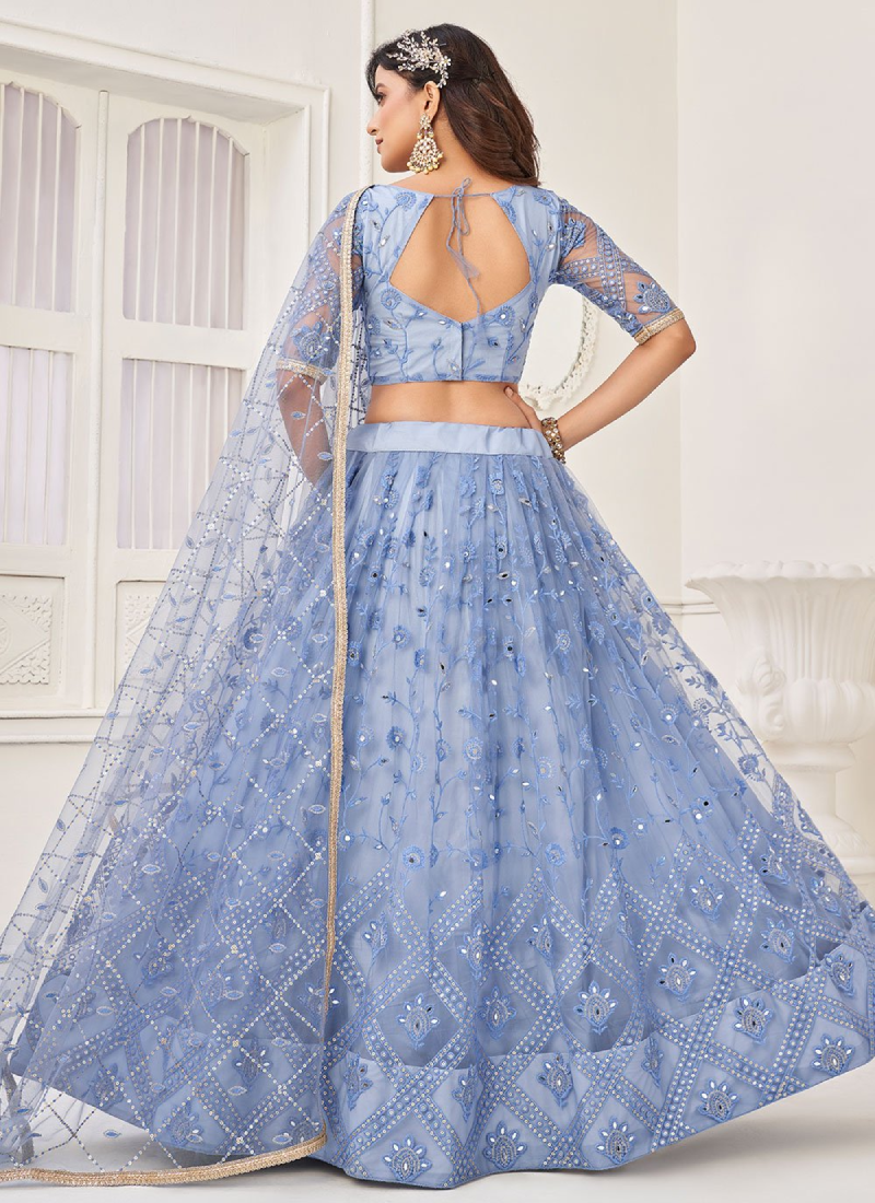 Blue Color Soft Net Indian Wedding Heavy Lehenga Choli