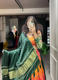 Bandhej Print Pure Gaji Silk Yellow Shaded Lehenga Choli