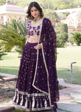 Fascinating Sequence Heavy Embroidered Wine Georgette Lehenga Choli