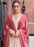 Beige Thread Embroidered Georgette Palazzo Suit For Wedding