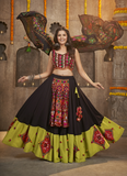 Black And Green Viscose Rayon Thread Work Chaniya Choli