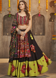 Black And Green Viscose Rayon Thread Work Chaniya Choli