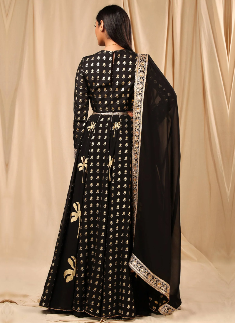 Black Party Wear Sequence Work Georgette Lehenga Choli