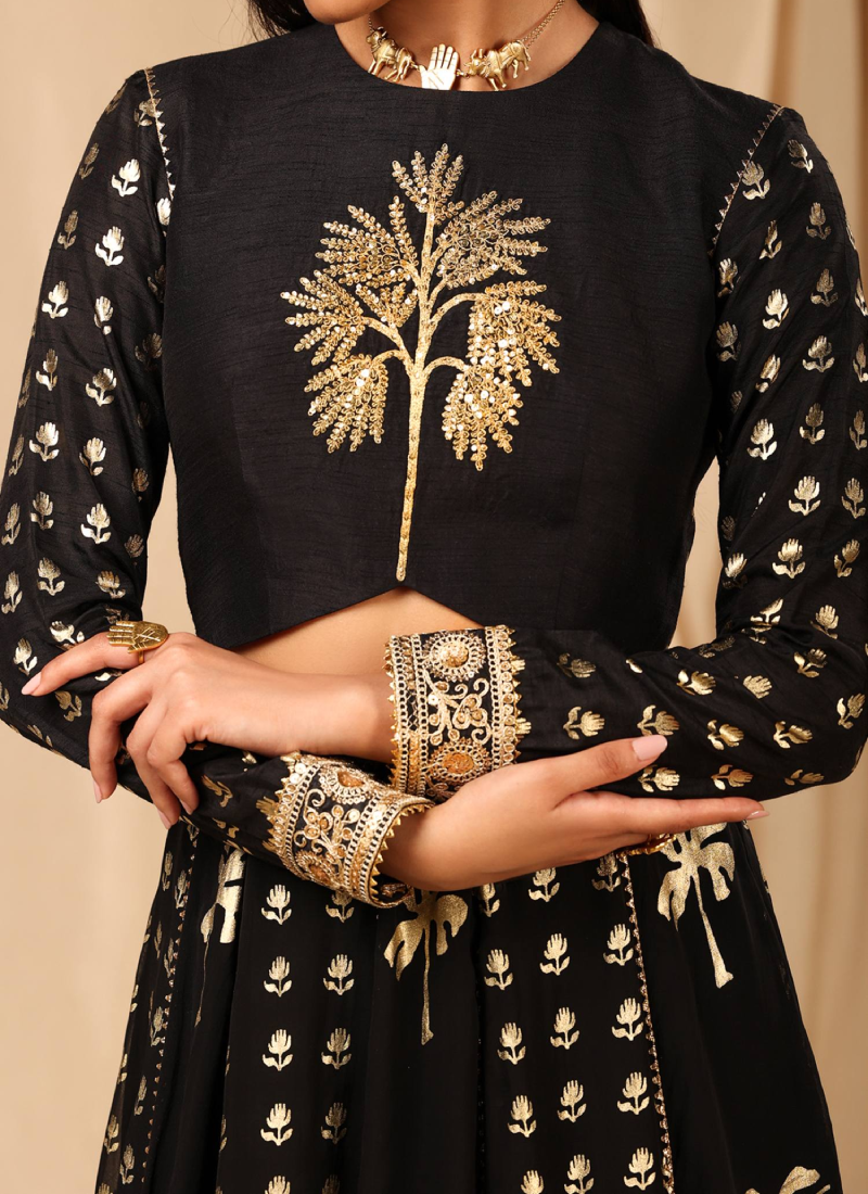 Black Party Wear Sequence Work Georgette Lehenga Choli