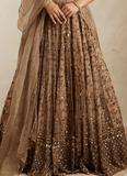 Brown Sequence Work Soft Net Lehenga Choli For Wedding
