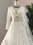 Delightful Net Sequence Work Party Wear White Lehenga Choli