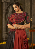 Cotton Fabric Embroidered Work Maroon And Black Lehenga Choli