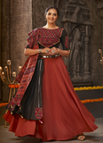 Cotton Fabric Embroidered Work Maroon And Black Lehenga Choli