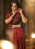 Cotton Fabric Embroidered Work Maroon And Black Lehenga Choli