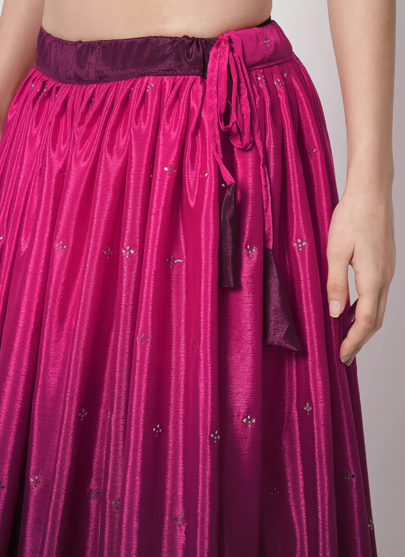 Delightful Mukaish Work Chinon Silk Purple Lehenga Choli