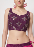 Delightful Mukaish Work Chinon Silk Purple Lehenga Choli