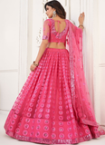Charming Pink Soft Net Sequence Work Lehenga Choli With Dupatta