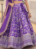 Designer Embroidered Work Jacquard Lavender Lehenga Choli