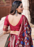 Designer Patola Printed Dola Silk Mahendi Green Lehenga Choli