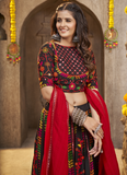 Designer Viscose Rayon Embroidered Work Black Navratri Outfit