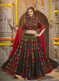 Designer Viscose Rayon Embroidered Work Black Navratri Outfit