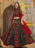 Designer Viscose Rayon Embroidered Work Black Navratri Outfit