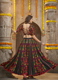 Designer Viscose Rayon Embroidered Work Black Navratri Outfit