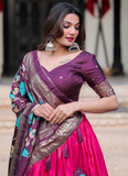Digital Printed Dola Silk Foil Work Pink Lehenga Choli Set