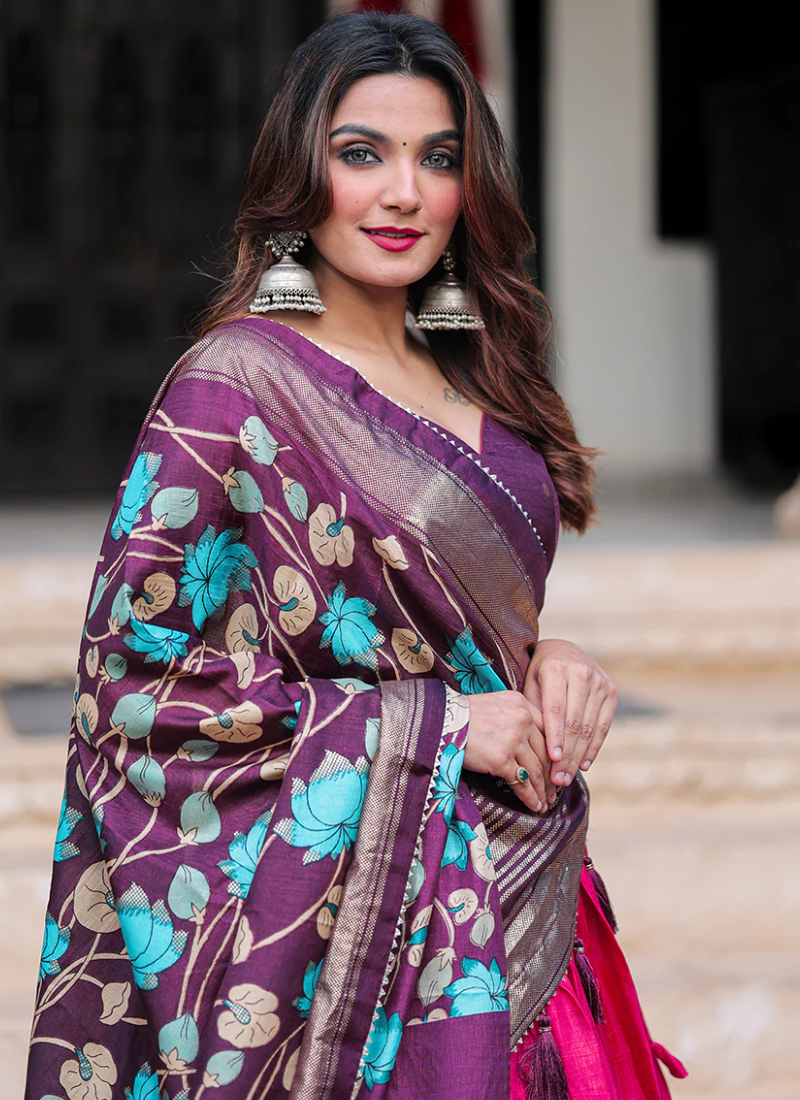 Digital Printed Dola Silk Foil Work Pink Lehenga Choli Set