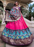 Digital Printed Dola Silk Foil Work Pink Lehenga Choli Set