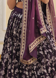 Floral Viscose Jacquard Embroidered Work Wine Lehenga Choli